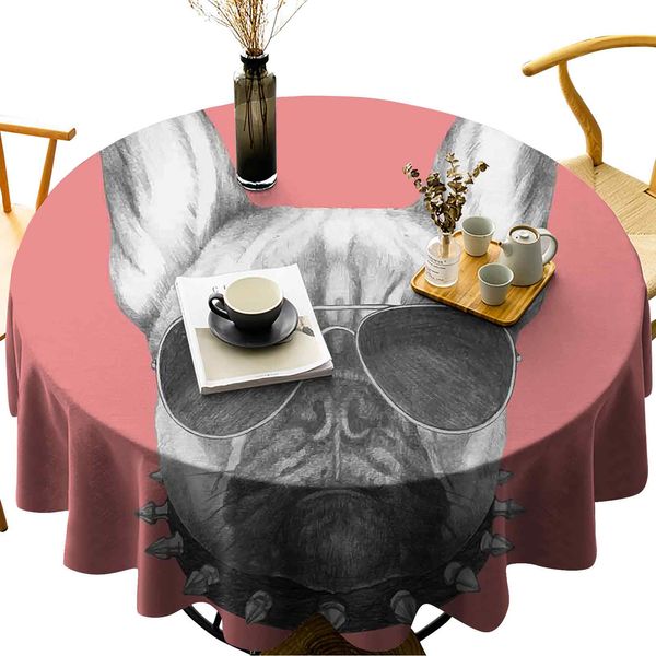 round tablecloth cotton linen dust-proof table cover hand drawn style dog portrait with collar and sunglasses on pink backdrop
round tablecloth cotton linen dust-proof table cover hand drawn style dog portrait with collar and sunglasses on pink backdrop