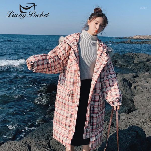 women's down & parkas women winter fashion loose pink plaid large fur collar hooded female sweet thick warm long coat ladies coats ml84, Black
women's down & parkas women winter fashion loose pink plaid large fur collar hooded female sweet thick warm long coat ladies coats ml84, Black