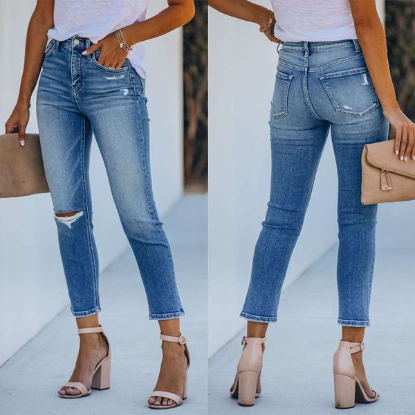 fall / winter 2020 new cut hole slim pants denim, Blue
fall / winter 2020 new cut hole slim pants denim, Blue