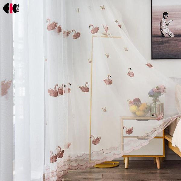 swan embroidered voile curtain for livingroom white pink pastoral delicate sheer french window drapes m062c
swan embroidered voile curtain for livingroom white pink pastoral delicate sheer french window drapes m062c