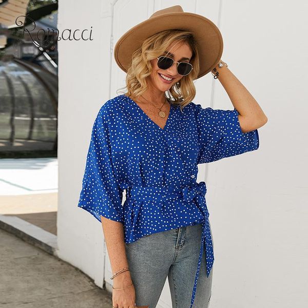 women's blouses & shirts vintage polka dot print blouse women tied bandage waist v neck three quarter sleeve womens and elegant street, White
women's blouses & shirts vintage polka dot print blouse women tied bandage waist v neck three quarter sleeve womens and elegant street, White