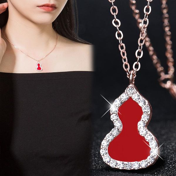 chains joker red and green gourd feeling collarbone chain pendant necklace for a long time not rub off women, Silver
chains joker red and green gourd feeling collarbone chain pendant necklace for a long time not rub off women, Silver