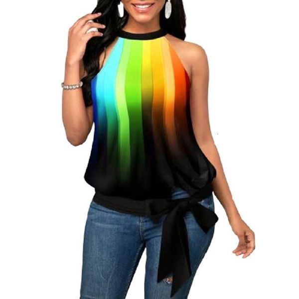 3d digital print sleeveless tshirt women summer rainbow striped print tank side bowknot big size hanging neck top, White
3d digital print sleeveless tshirt women summer rainbow striped print tank side bowknot big size hanging neck top, White