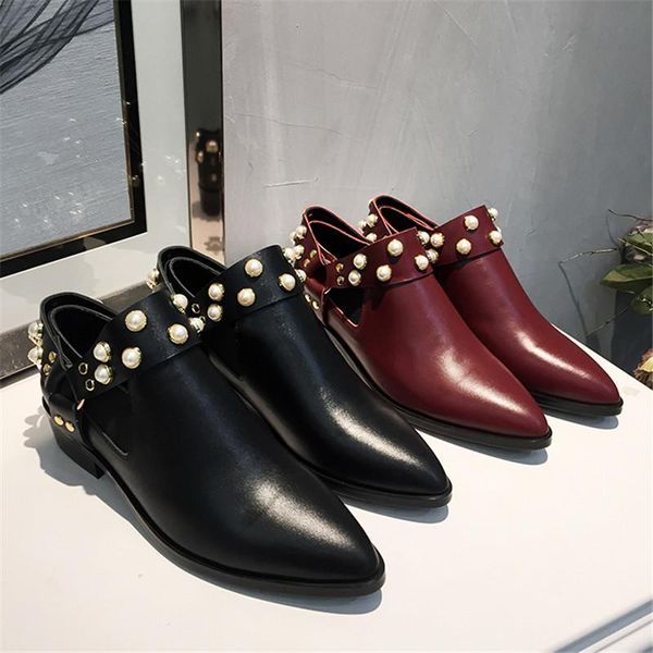 bottes femme zapatos de mujer pointed toe leather boots women shoes women pearls flat shoes autumn fashion booties, Black
bottes femme zapatos de mujer pointed toe leather boots women shoes women pearls flat shoes autumn fashion booties, Black