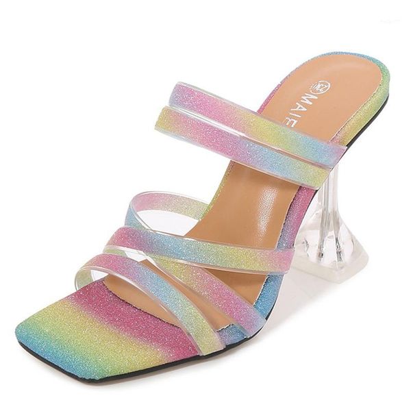 slippers women female square head candy color horizontal sandal high heel crystal with fashion1, Black
slippers women female square head candy color horizontal sandal high heel crystal with fashion1, Black