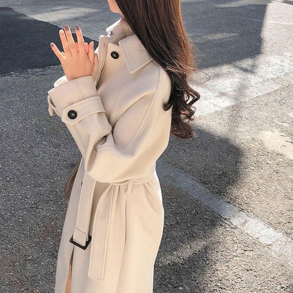 college style woollen coat women's fashion plus size turn-down collar pocket single breasted belt cashmere blends overcoat1, Black
college style woollen coat women's fashion plus size turn-down collar pocket single breasted belt cashmere blends overcoat1, Black