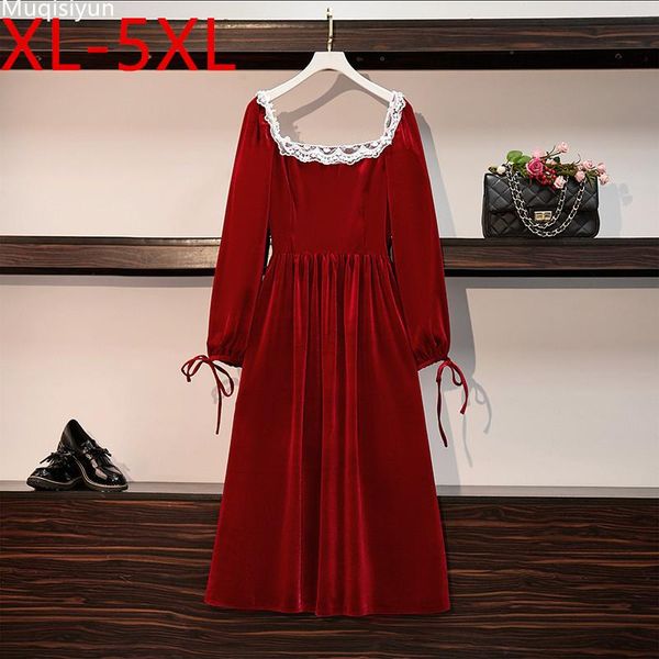 plus size xl-5xl 2021 spring autumn women's lace square collar long sleeves pleuche dress female loose overisze dresses s010, Black;gray
plus size xl-5xl 2021 spring autumn women's lace square collar long sleeves pleuche dress female loose overisze dresses s010, Black;gray