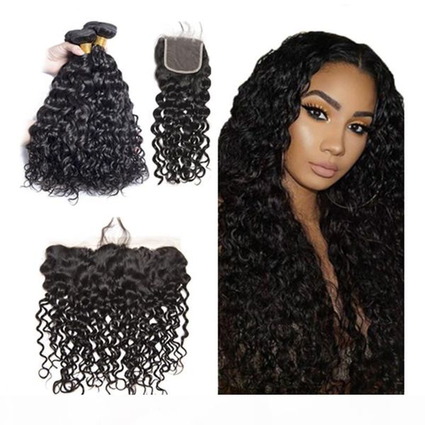 raw unprocessed human virgin hair water wave bundles 3 or 4 pcs with hand tied frontal lace closure 13x4 plus 4x4, Black;brown
raw unprocessed human virgin hair water wave bundles 3 or 4 pcs with hand tied frontal lace closure 13x4 plus 4x4, Black;brown