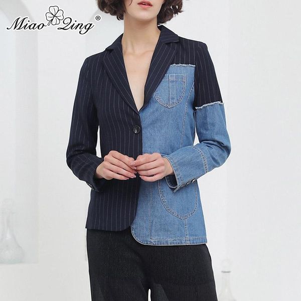 miaoqing patchwork denim blazer women striped long sleeve irregular pocket female coat plus size autumn clothing casual1, White;black
miaoqing patchwork denim blazer women striped long sleeve irregular pocket female coat plus size autumn clothing casual1, White;black