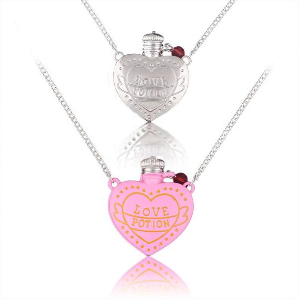 pendant necklaces love potion heart bottle necklace accessories creative double-sided pink link chain for lover's jewelry, Silver
pendant necklaces love potion heart bottle necklace accessories creative double-sided pink link chain for lover's jewelry, Silver