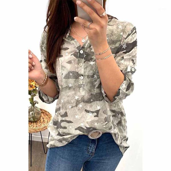 women's blouses & shirts women blouse camouflage star print spring autumn v-neck long sleeve button shirt ladies loose plus size 3xl s, White
women's blouses & shirts women blouse camouflage star print spring autumn v-neck long sleeve button shirt ladies loose plus size 3xl s, White