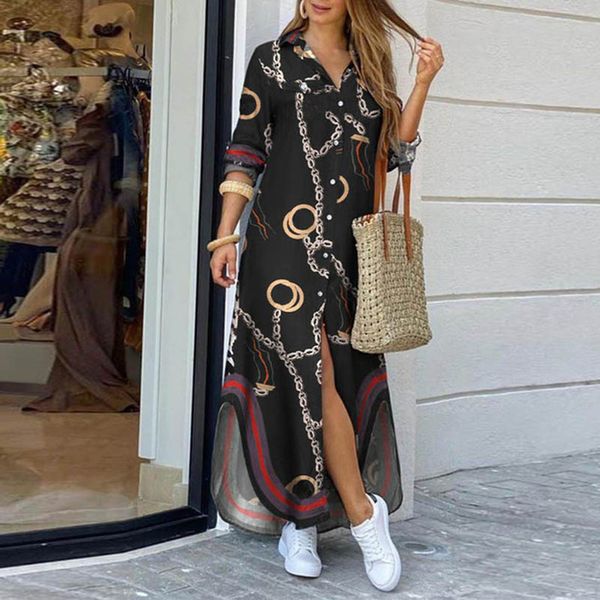 fashion women long sleeve shirt dress autumn printed ol long dresses laides turn-down collar loose sundress party dresses y0118, Black;gray
fashion women long sleeve shirt dress autumn printed ol long dresses laides turn-down collar loose sundress party dresses y0118, Black;gray