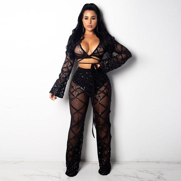sequins two piece set bandage jumpsuits women two piece outfits fashion flare trousers woman tracksuit 2 pieces sets, Gray
sequins two piece set bandage jumpsuits women two piece outfits fashion flare trousers woman tracksuit 2 pieces sets, Gray