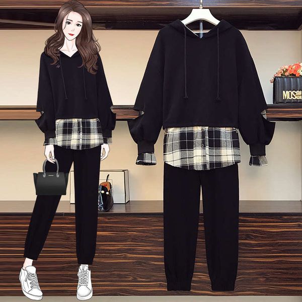 large women's clothing autumn and winter 2020 new thin fashion sweater fat sister foreign style age reduction two piece suit, Black
large women's clothing autumn and winter 2020 new thin fashion sweater fat sister foreign style age reduction two piece suit, Black