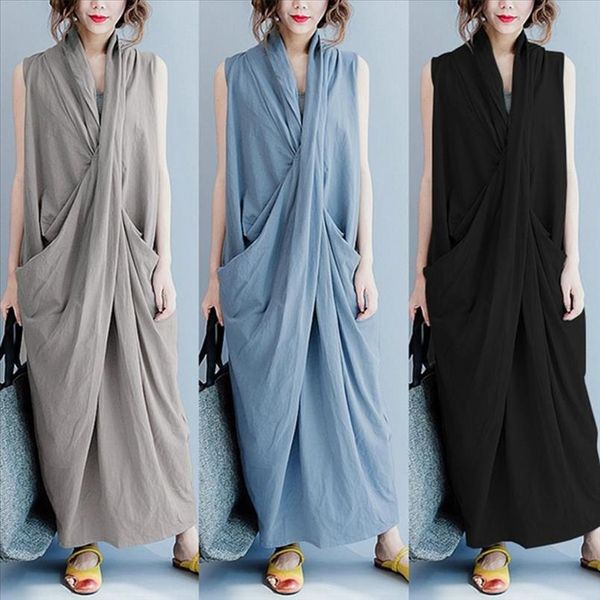 summer maxi dress casual sleeveless beach fashion women asymmetric cross v neck sleeveless maxi dress robe plus size 2020, Black;gray
summer maxi dress casual sleeveless beach fashion women asymmetric cross v neck sleeveless maxi dress robe plus size 2020, Black;gray