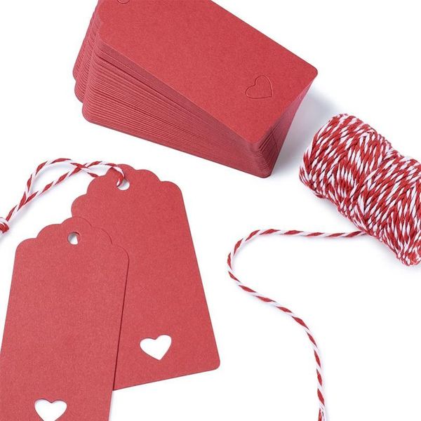 1set Paper Tags Card Label Display With Hemp Cord Rectangle & Heart Blank Wooden Pegs Clips Wedding Party Gifts Bbyjku