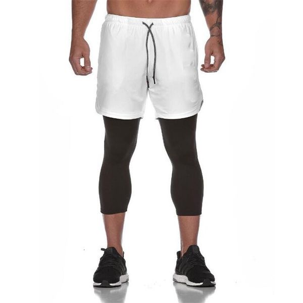 new casual men's sports quick drying double layer seven point shorts outdoor running fitness pants, White;black
new casual men's sports quick drying double layer seven point shorts outdoor running fitness pants, White;black