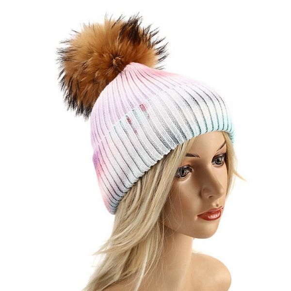 luxury winter tie-dye knitted beanies for women real fur pompom wool hat bonnet soft warm skullies cap, Blue;gray
luxury winter tie-dye knitted beanies for women real fur pompom wool hat bonnet soft warm skullies cap, Blue;gray