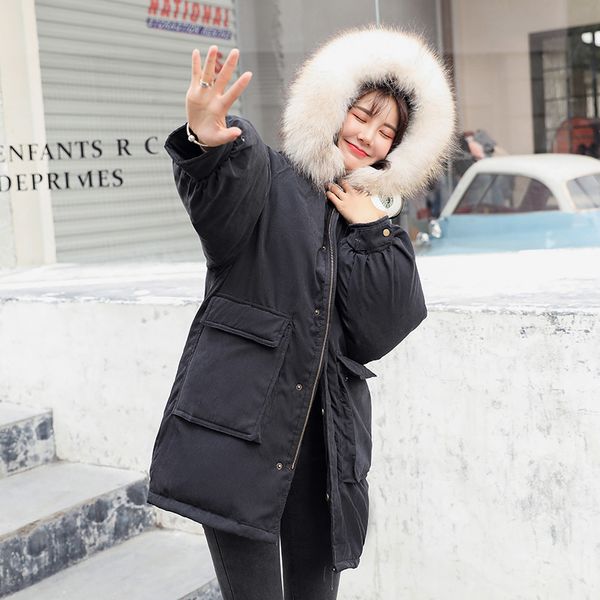 female 2019 parka of the women new korean students long winter sweet colors cotton clothes oversize fashion jacket ladies, Black
female 2019 parka of the women new korean students long winter sweet colors cotton clothes oversize fashion jacket ladies, Black