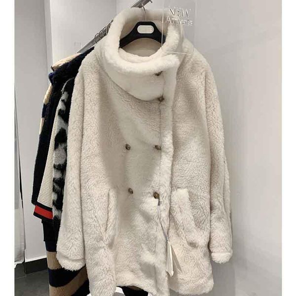 women's wool & blends cosmicchic 2021 winter coat women teddy bear stand collar pure white double breasted alpaca fur above knee jacket, Black
women's wool & blends cosmicchic 2021 winter coat women teddy bear stand collar pure white double breasted alpaca fur above knee jacket, Black