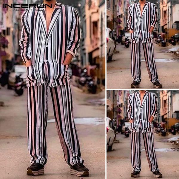 incerun fashion striped men sets leisure long sleeve lapel shirts elastic waist pants sets hawaiian man loose pockets suits 5xl, Gray
incerun fashion striped men sets leisure long sleeve lapel shirts elastic waist pants sets hawaiian man loose pockets suits 5xl, Gray