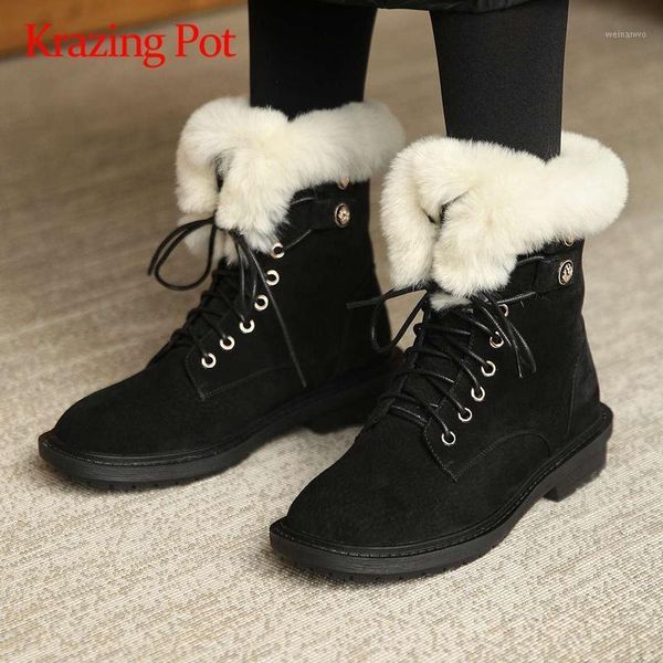 krazing pot new round toe med heel cross-tied snow boots winter keep warm retro fashion young lady streetwear ankle boots l0f11, Black
krazing pot new round toe med heel cross-tied snow boots winter keep warm retro fashion young lady streetwear ankle boots l0f11, Black