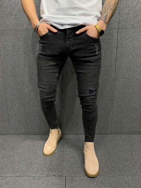 men ripped skinny jeans l9p4#, Blue