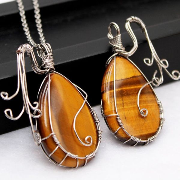 10 pcs silver plated wire wrap water drop rock crystal pendant necklace tiger eye stone jewelry
10 pcs silver plated wire wrap water drop rock crystal pendant necklace tiger eye stone jewelry