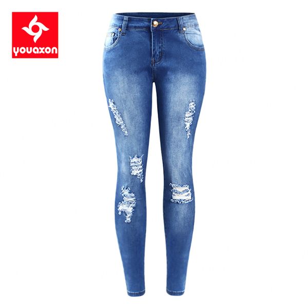 youaxon eu size ripped fading jeans women`s plus size stretchy denim skinny distressed jeans for women jean pencil pants 201105, Blue
youaxon eu size ripped fading jeans women`s plus size stretchy denim skinny distressed jeans for women jean pencil pants 201105, Blue