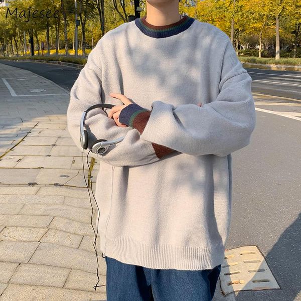 men pullover ins chic oversize striped panelled loose knitted sweater male simple all-match korean style leisure cozy streetwear, White;black
men pullover ins chic oversize striped panelled loose knitted sweater male simple all-match korean style leisure cozy streetwear, White;black