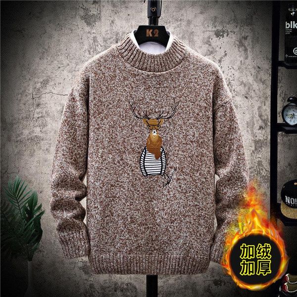 men's sweaters 2021 autumn and winter plus velvet thick sweater trend deer warm knit pullover, White;black
men's sweaters 2021 autumn and winter plus velvet thick sweater trend deer warm knit pullover, White;black