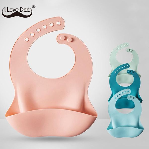 Solid Color Baby Girl Boy Bibs Soft Silicone Waterproof Baby Bib Candy Color Adjustable Kids Children Stereo Bib Feeding Stuff