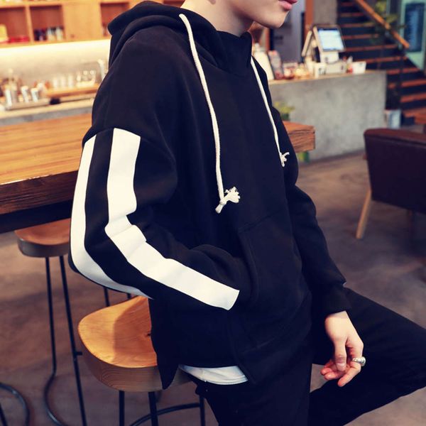 spring and autumn long sleeve t-shirt korean fashion brand pullover striped sweater men's hooded bottom coat, Black
spring and autumn long sleeve t-shirt korean fashion brand pullover striped sweater men's hooded bottom coat, Black
