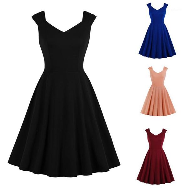 summer dresses woman clothes solid sleeveless vintage party dress swing pinup midi dress draping cutting slim lady elegant1, Black;gray
summer dresses woman clothes solid sleeveless vintage party dress swing pinup midi dress draping cutting slim lady elegant1, Black;gray
