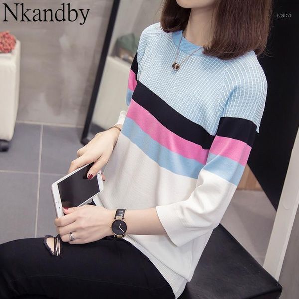 plus size knitted t shirt 2020 spring women fashion striped patchwork three quarter sleeve t-shirt oversize knitwear tshirt1, White
plus size knitted t shirt 2020 spring women fashion striped patchwork three quarter sleeve t-shirt oversize knitwear tshirt1, White