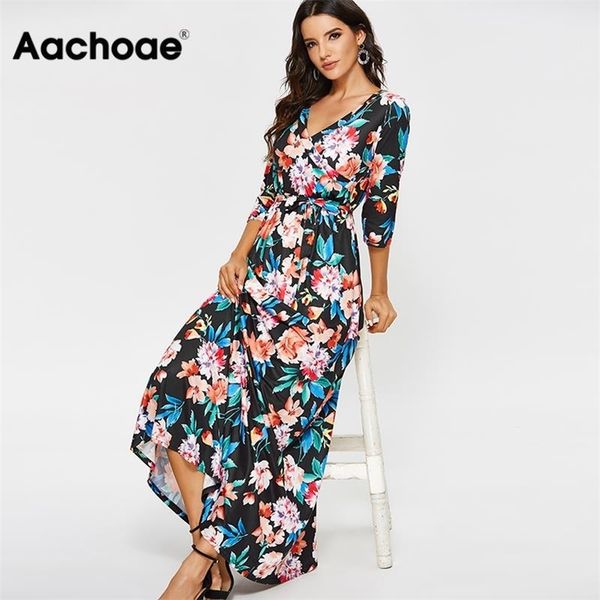 aachoae long maxi dress for womens 2020 vintage floral print casual sashes dress half sleeve v neck boho dresses vestidos largos lj201209, White;black
aachoae long maxi dress for womens 2020 vintage floral print casual sashes dress half sleeve v neck boho dresses vestidos largos lj201209, White;black