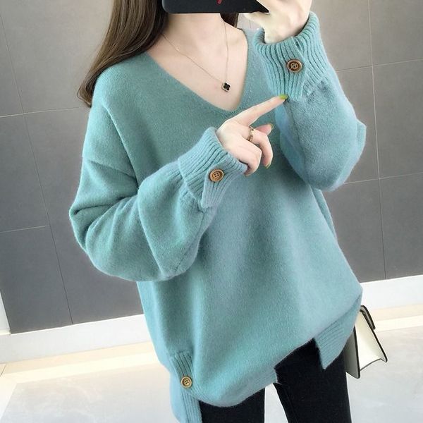 pregnant women's autumn winter korean version of small fresh and lazy wind button up t-shirt loose large pullover v-neck long sleeve sw, White
pregnant women's autumn winter korean version of small fresh and lazy wind button up t-shirt loose large pullover v-neck long sleeve sw, White