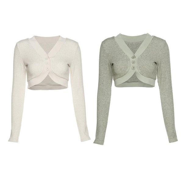 women's t-shirt women long sleeve v-neck cardigan single breasted rounded hem sweater coat solid color ribbed knitted slim crop top, White
women's t-shirt women long sleeve v-neck cardigan single breasted rounded hem sweater coat solid color ribbed knitted slim crop top, White