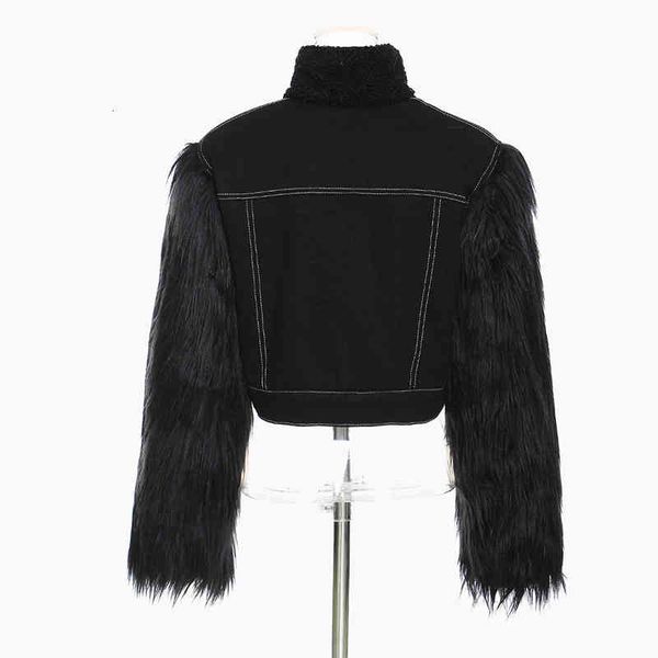 women's jackets twotwinstyle casual splicing fluff jacket for women turtleneck long sleeve short female fashion clothing fall stvj, Black;brown
women's jackets twotwinstyle casual splicing fluff jacket for women turtleneck long sleeve short female fashion clothing fall stvj, Black;brown
