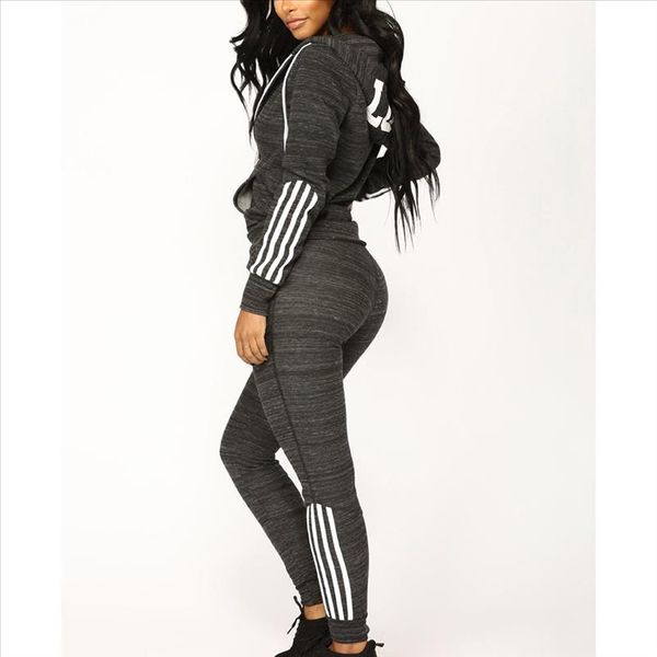 womens tracksuit set fashion women casual stripe zipper long sleeve pullove sport long pants set conjuntos de mujer, Gray
womens tracksuit set fashion women casual stripe zipper long sleeve pullove sport long pants set conjuntos de mujer, Gray