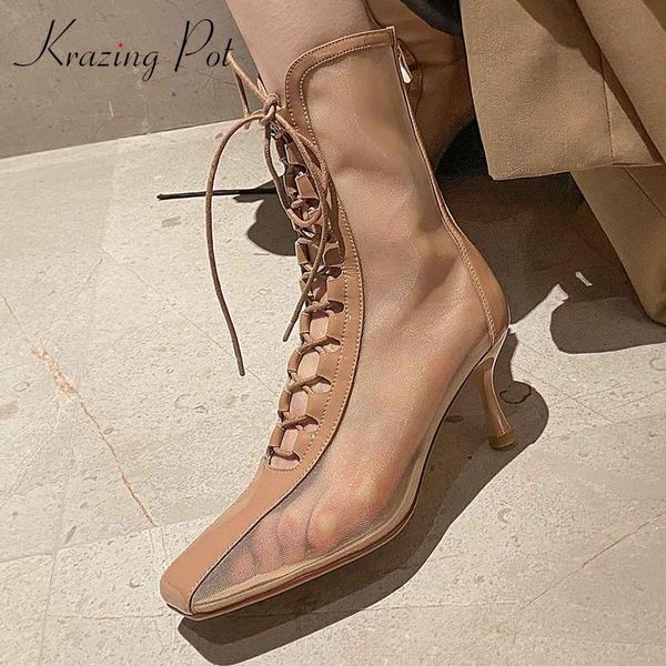 krazing pot real leather air mesh sun protection dress summer shoes women thin high heels square toe zipper ankle boots l16, Black
krazing pot real leather air mesh sun protection dress summer shoes women thin high heels square toe zipper ankle boots l16, Black