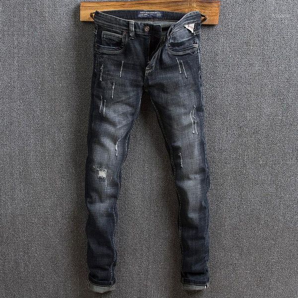 italian vintage style fashion men jeans black blue color slim fit ripped jeans men streetwear hip hop designer1
italian vintage style fashion men jeans black blue color slim fit ripped jeans men streetwear hip hop designer1