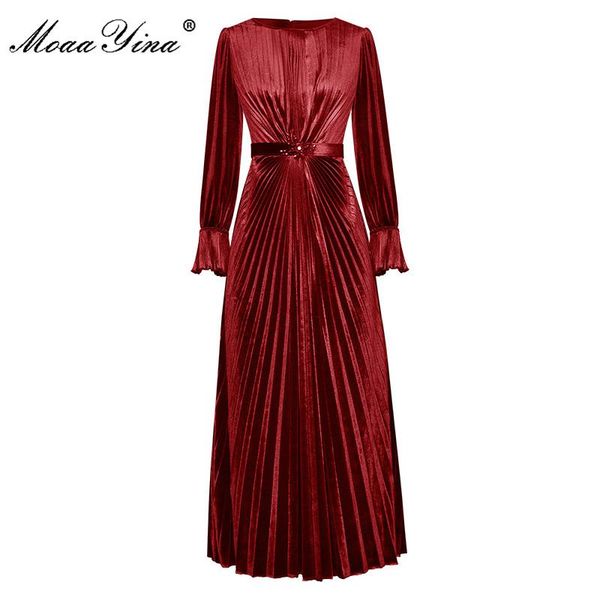 moaayina fashion runway dress autumn women's dress flare sleeve solid high waist pleated beaded belt velvet dresses, Black;gray
moaayina fashion runway dress autumn women's dress flare sleeve solid high waist pleated beaded belt velvet dresses, Black;gray