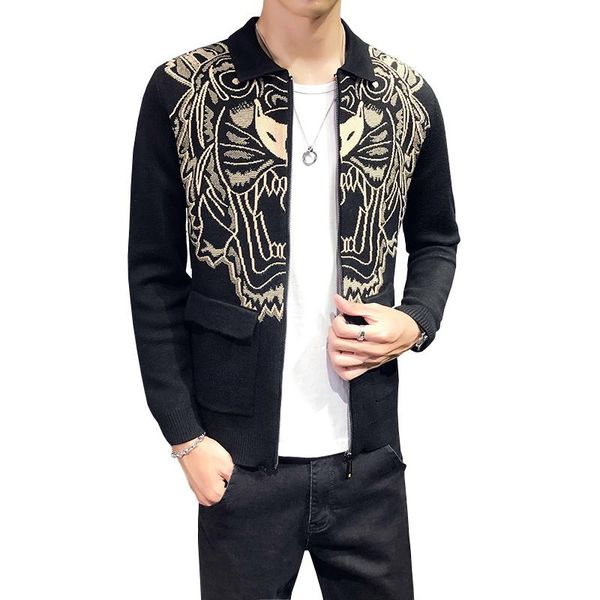 2020 autumn and winter new slim fit men black knitted sweaters fashion animal pattern young mens casual coats zipper placket, White;black
2020 autumn and winter new slim fit men black knitted sweaters fashion animal pattern young mens casual coats zipper placket, White;black