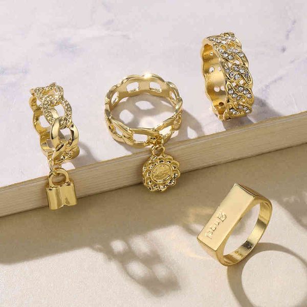 ring 4 pcs/set lock letter coin women's s wedding trendy gold zircon cubic zirconia stone fashion jewelry for women ring, Silver
ring 4 pcs/set lock letter coin women's s wedding trendy gold zircon cubic zirconia stone fashion jewelry for women ring, Silver