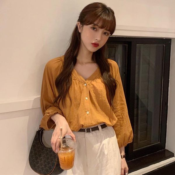 sweet style solid v-neck long sleeve blouses women's clothing spring autumn new korean loose casual shirts fashion ladies, White
sweet style solid v-neck long sleeve blouses women's clothing spring autumn new korean loose casual shirts fashion ladies, White