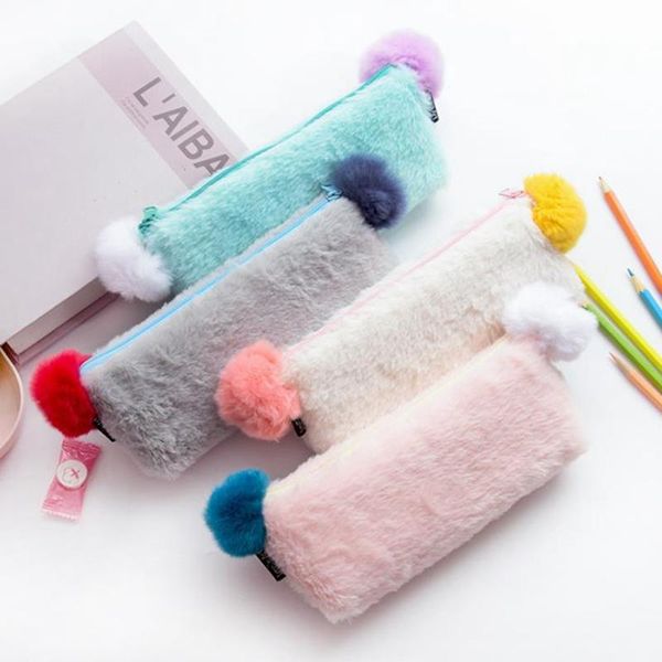 cute solid color plush pencil case for girls school pencil case kawaii stationery hairball bag box school supplies tools
cute solid color plush pencil case for girls school pencil case kawaii stationery hairball bag box school supplies tools