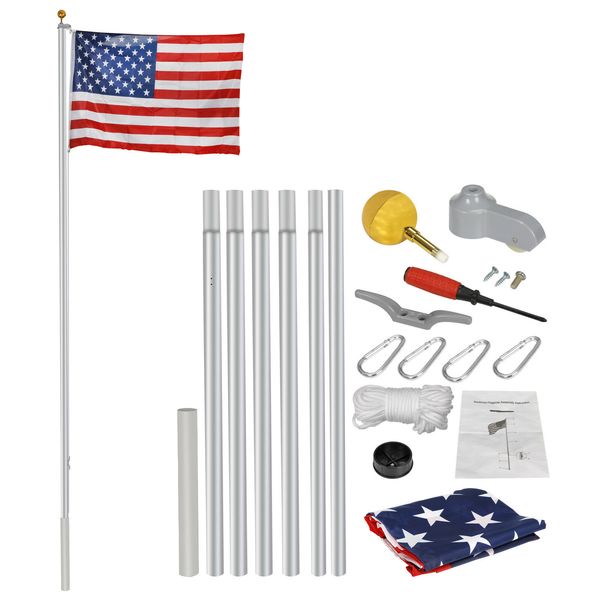 20ft aluminum sectional flagpole kit gold ball w/ 1 us flag heavy duty sectional flagpole
20ft aluminum sectional flagpole kit gold ball w/ 1 us flag heavy duty sectional flagpole