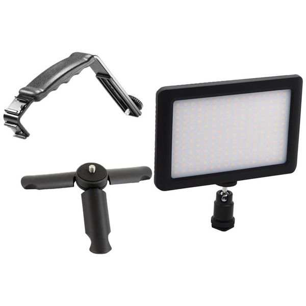 12w 192 Led Studio Video Continuous Light With Universal Microphone Stand L Bracket Camera Grip With 2 Shoe Mounts