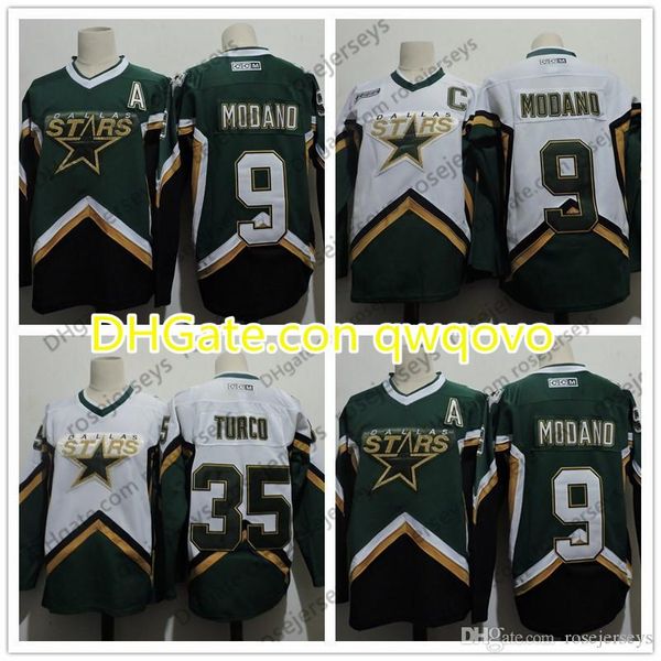 men's dallas stars #9 mike modano 2005 green white vintage jersey #35 marty turco 2003 ccm home stitched retro hockey jerseys size, Black;red
men's dallas stars #9 mike modano 2005 green white vintage jersey #35 marty turco 2003 ccm home stitched retro hockey jerseys size, Black;red